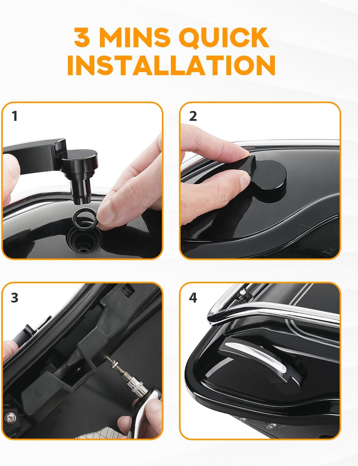 PBYMT Saddle bag Latches Kit Black Saddlebag Lid Lifters Lever 2014-Later Compatible for Harley Street Glide Electra Glide Road Glide King Ultra Limited