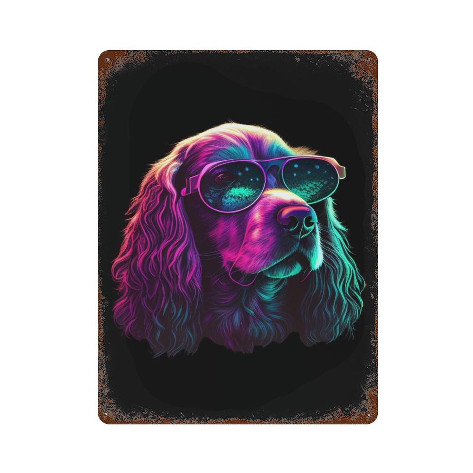 Cocker Spaniel 15.7"x11.8" Rust Effect Tin Sign, Rustic Home Decor for Office, Studio And Wall Decor