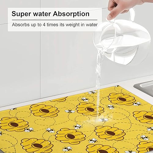 Miniatura 6 de Tapete de secado de platos de conejo de Pascua, tapetes reversibles de microfibra absorbente para encimera de cocina, 18 x 24 pulgadas