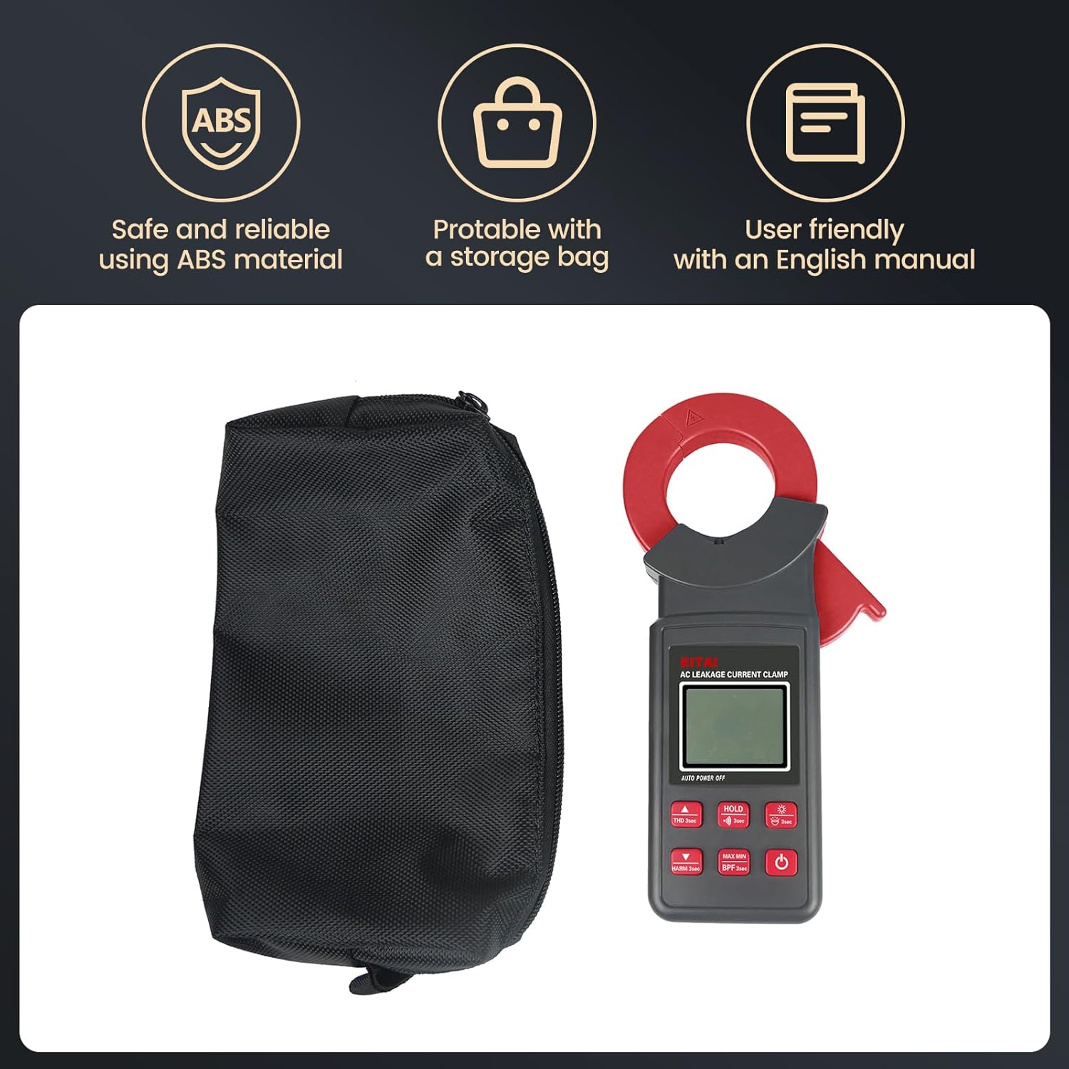 EITAI6640A Bluetooth Leakage Low Current Clamp Meter, 10uA Resolution, 0.00mA-300A, Φ1.6inch/40mm, Manufacturer Direct Sales, True RMS, Harmonic Analysis, Filter, Flashlight, Backlight