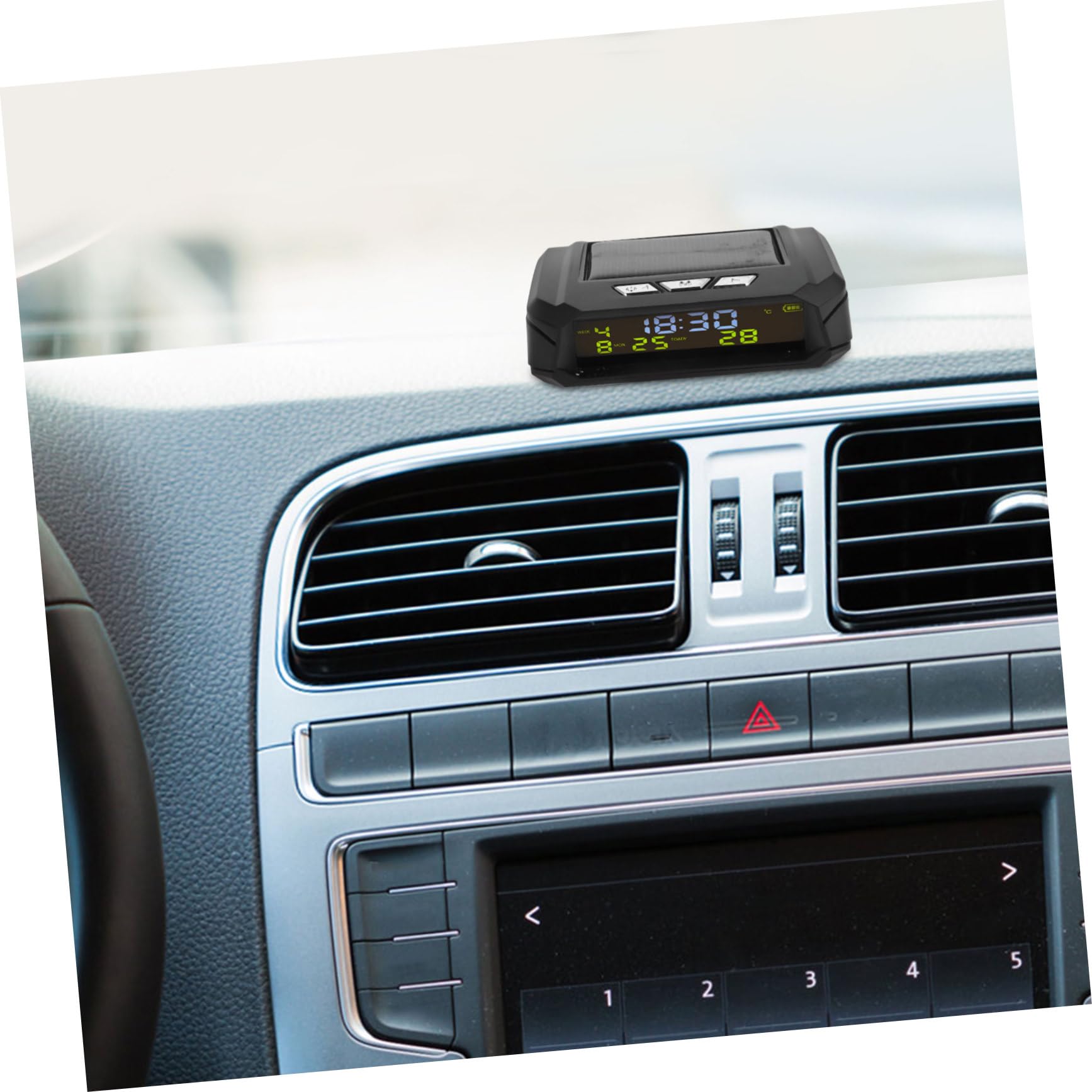 Reloj Solar para Salpicadero de Coche con Temperatura y Hora