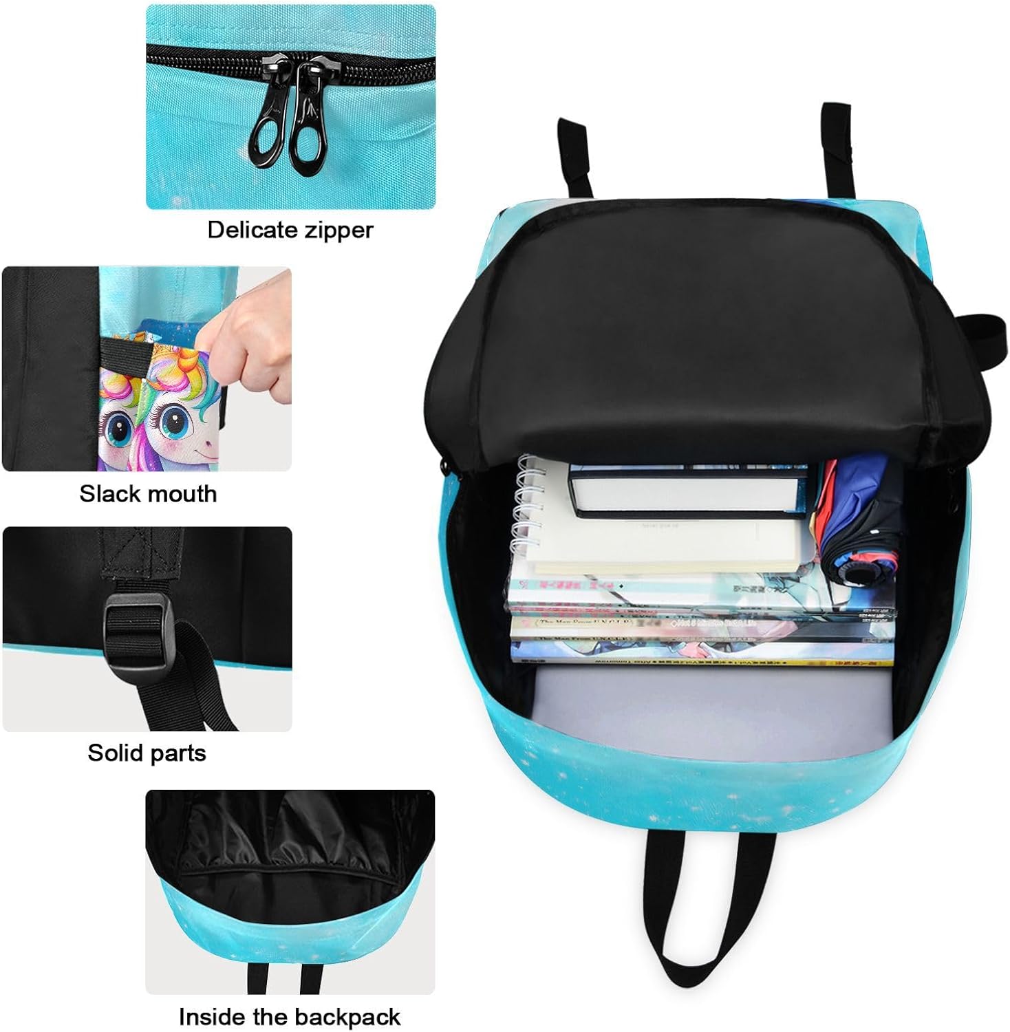 Unicorn Kids Backpack Set with Lunch Bag for Girls Boys School Kids Lightweight Daypack Bookbag and Lunchbox Bag Set