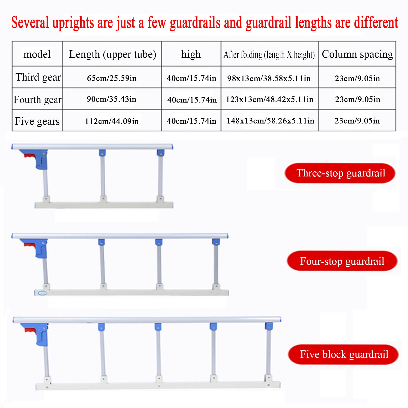 Universale Metallo,Sponda Sicurezza Portatile,per Anziani Adulti Bambini Pieghevole Ospedale Comodino Paraurti,Handicap Dispositivi Assistenza Medica,B,112cmx40cm/44.09x15.74in