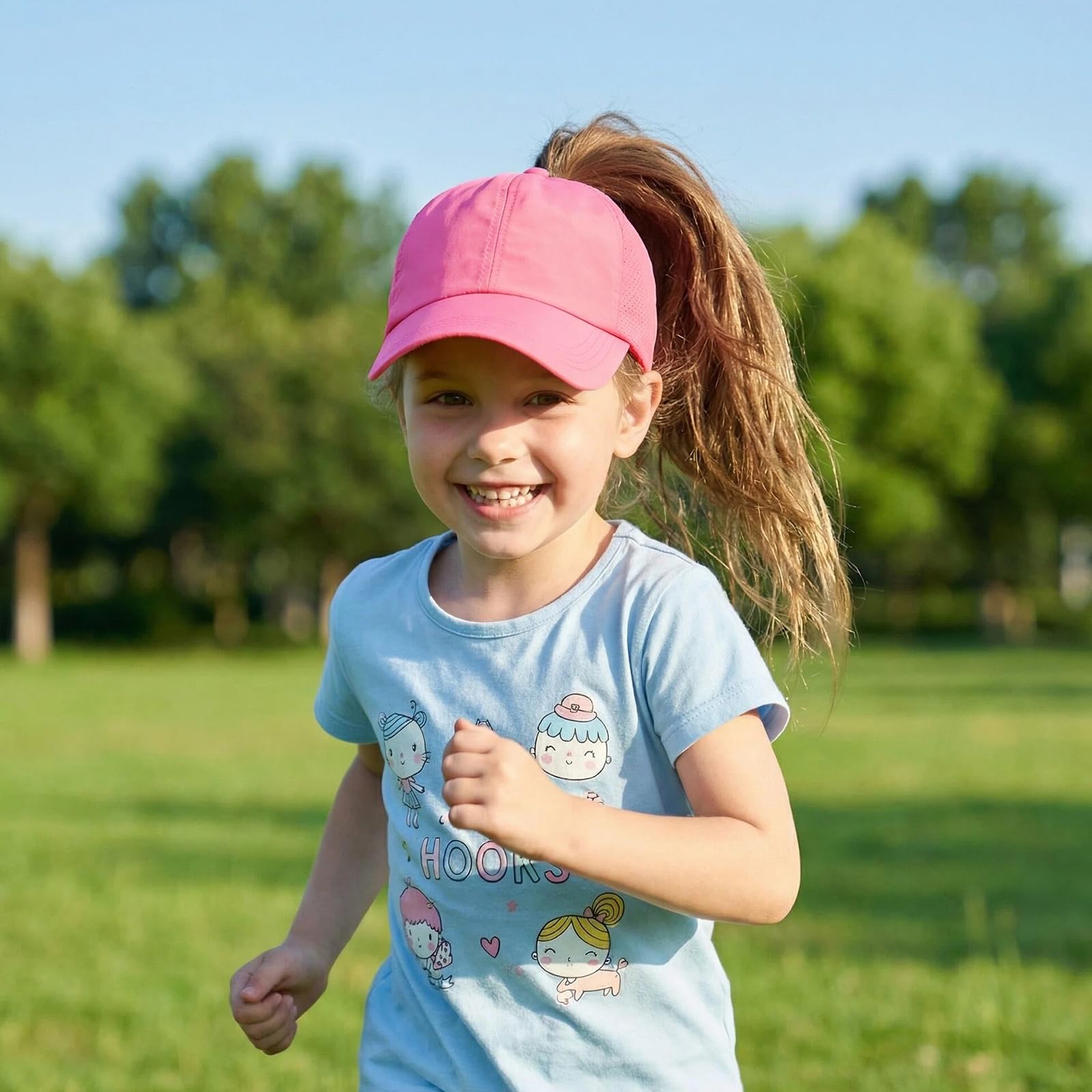 Gorra de Béisbol para Niñas, Sombrero de Cola de Caballo, Gorra De BéIsbol Ajustable, Ligero, De Secado RáPido, con Agujeros de Ventilación y Cierre de Velcro