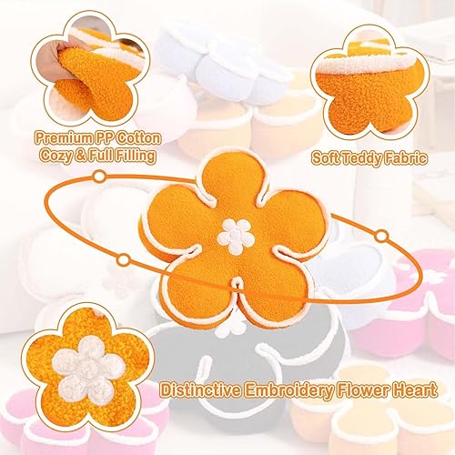 Miniatura 3 de Kcvvcr Almohada de flores en forma de flor, bonito cojín de asiento de felpa de flores, almohada decorativa para cama, sofá (13.7 pulgadas, naranja)