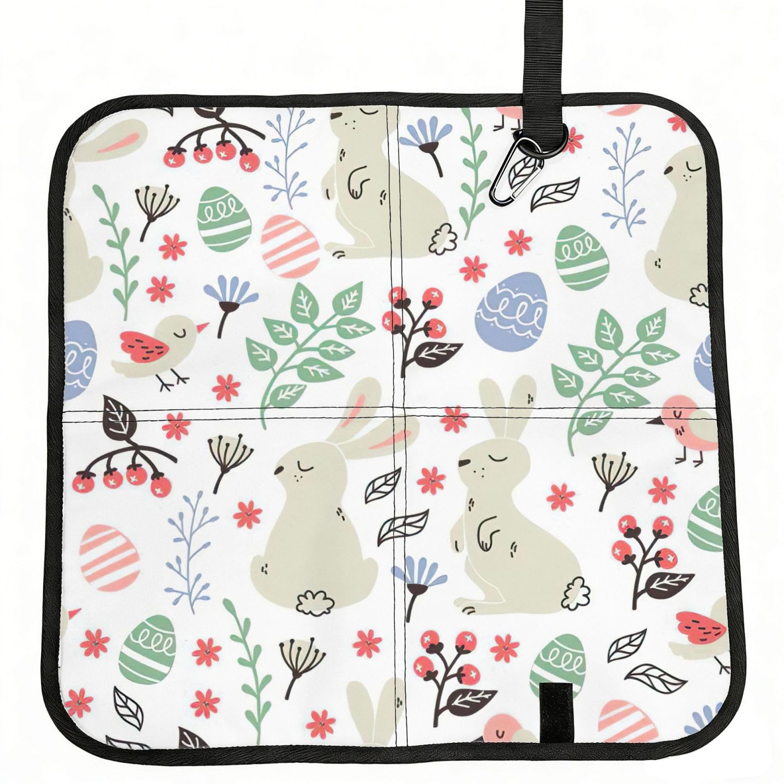 bghdfa Flowers Bunnies Birds Print Outdoor Sitting Mat Waterproof Oxford Cloth Seat Cushion Folding Foam Camping Seat For Picnic