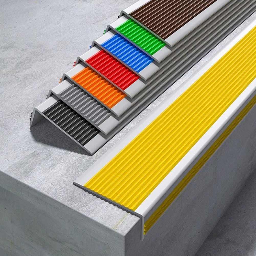 Antypoślizgowa Samoprzylepna Narożnik Schodowy, 500/1000 cm W Kształcie Litery L Listwa Schodowa z PVC do Płytek, Drewna i Metalu Schodowy(Yellow,16ft/500cm)