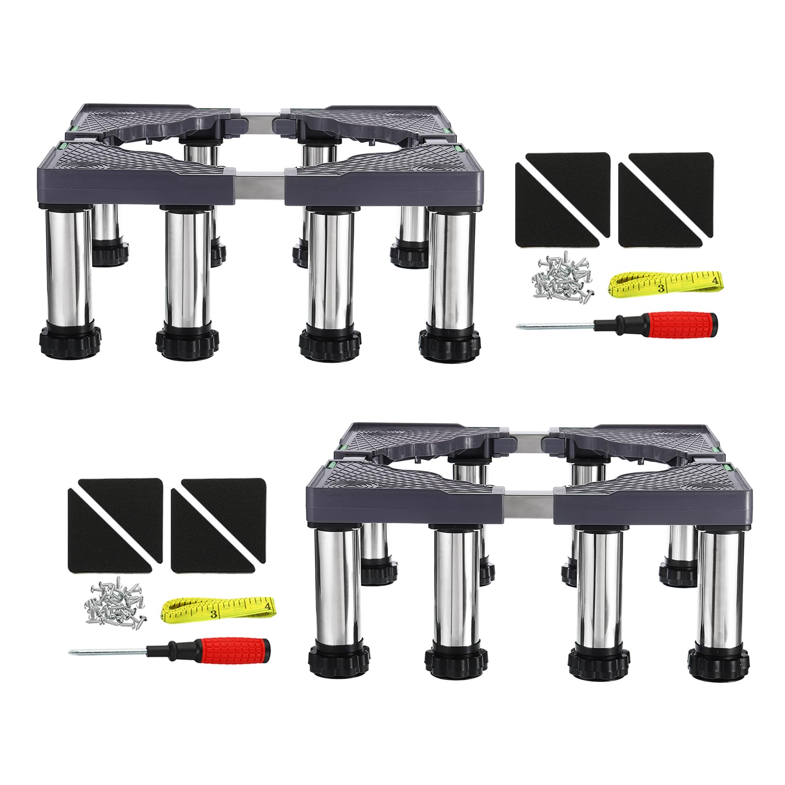 PATIKIL Soporte para Mini Nevera, Base de Soporte para Lavadora de 8 Patas Fuertes, Base Multifuncional Ajustable con Bandeja Antivibración, Altura de 7.5"-8.6", Paquete de 2