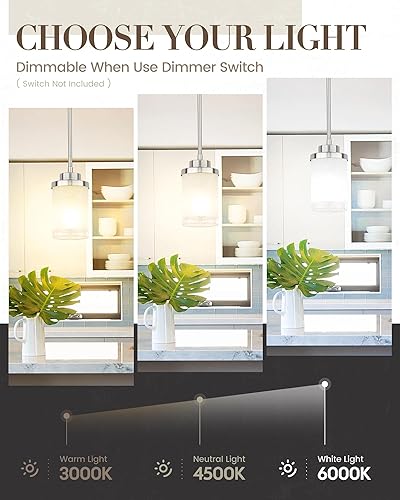 Miniatura 5 de TENGXIN Lámpara colgante moderna para isla de cocina, lámpara de techo colgante de níquel cepillado, iluminación colgante de granja para comedor,