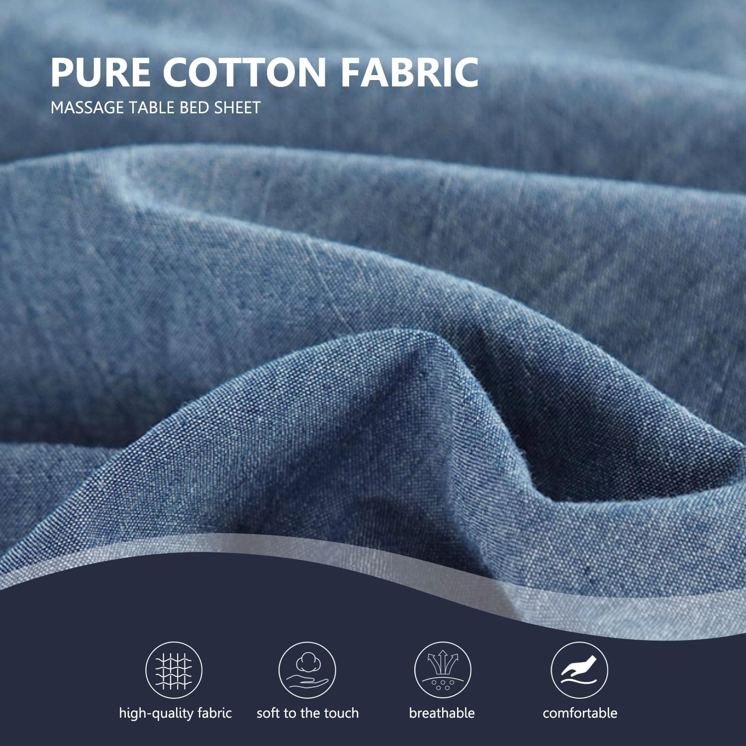 ,Bluea(n),120 * 220cm,LDLCYCN 100% Cotton Spa Massage Table Bed Sheet Spa Bed Cover with/Without Face Hole Reusable Lash Bed Cover with Lace Design Soft Comfort for Salon Spa Therapists Washable