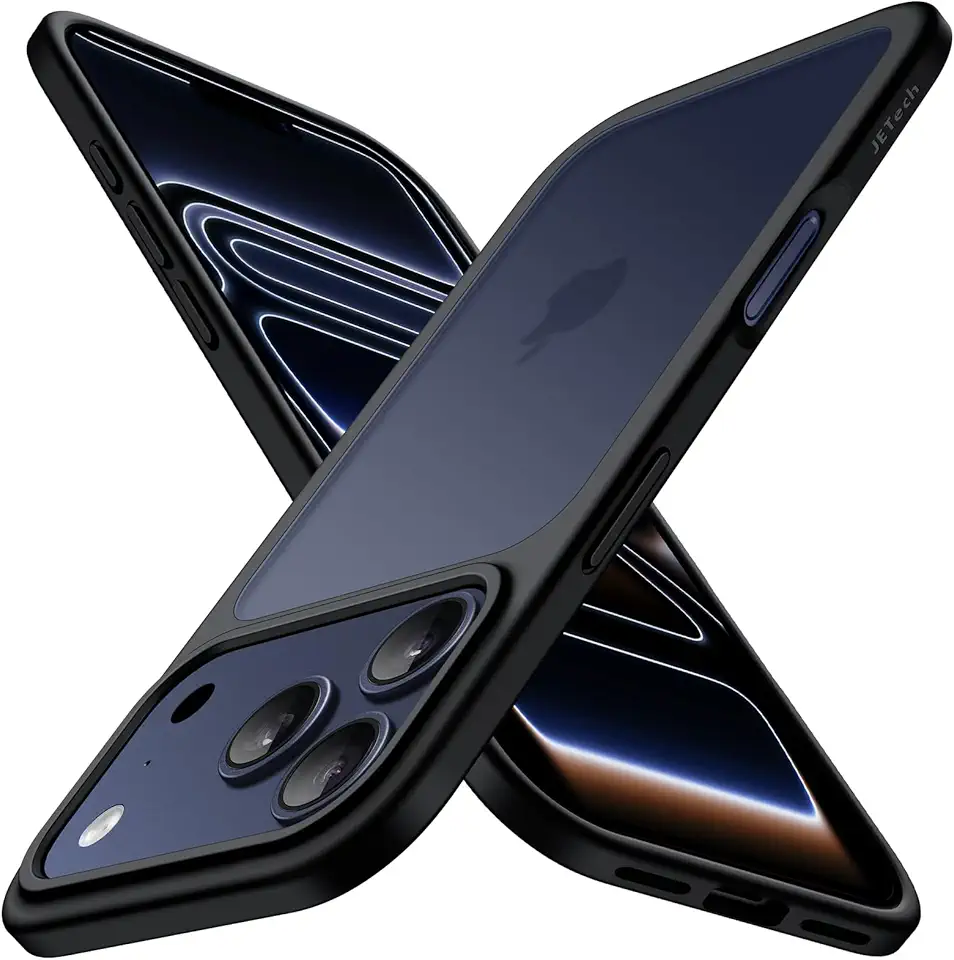 JETech Capa Fosca para iPhone 17 Pro Max 6,9 Polegadas, Proteção Contra Quedas de Nível Militar, Case Minimalista com Parte Traseira Translúcida Matte, Anti-Impressão Digital (Preto)