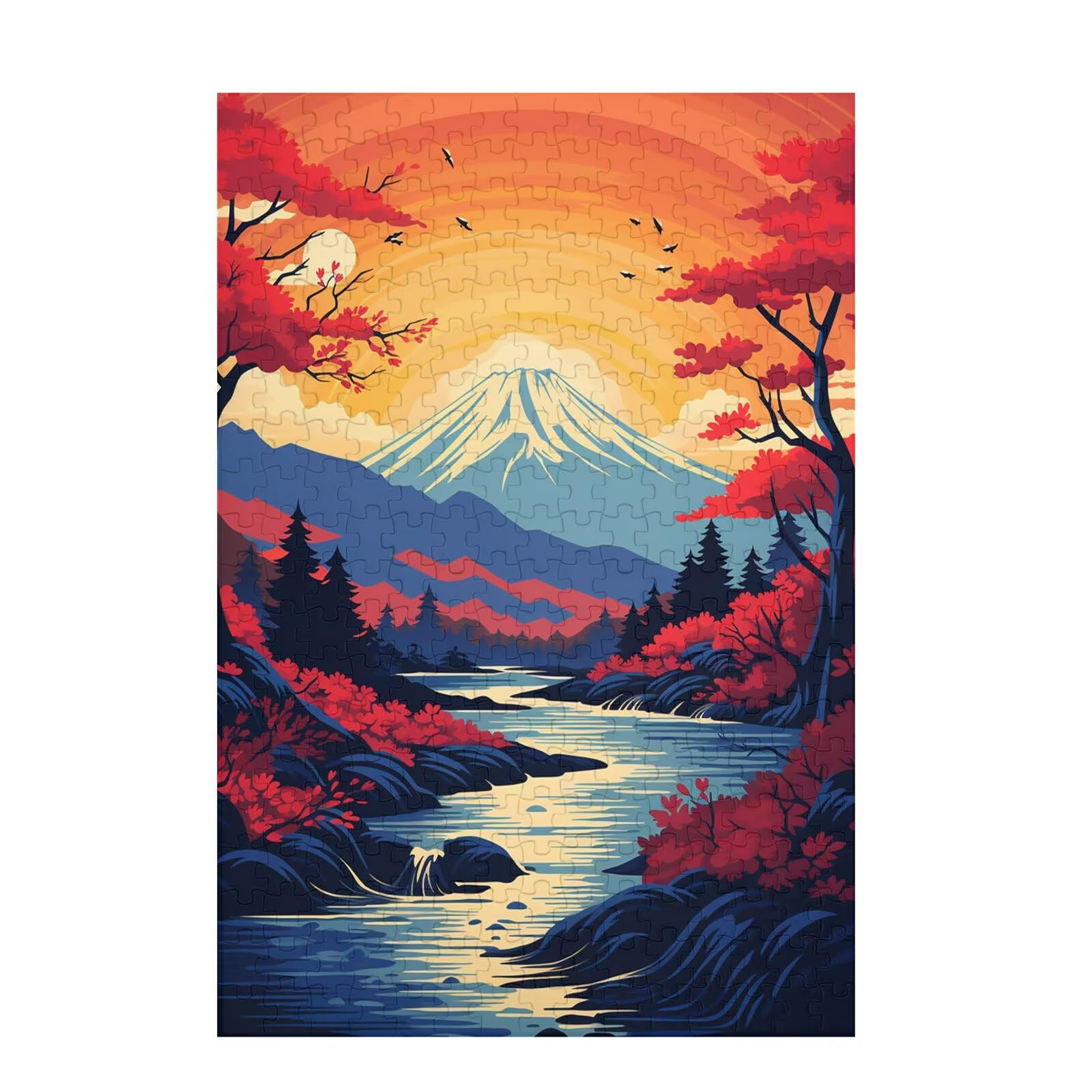 Puzzle 5000 Pieces Mont Fuji Puzzle Arbre 5000 Pièces Grand Adultes Difficile Jigsaw en Bois avec Boîte Cadeau, DIY Challenge Impossible Créatif Jeu pour Adulte, Decoration Maison 105x156cm D-1647