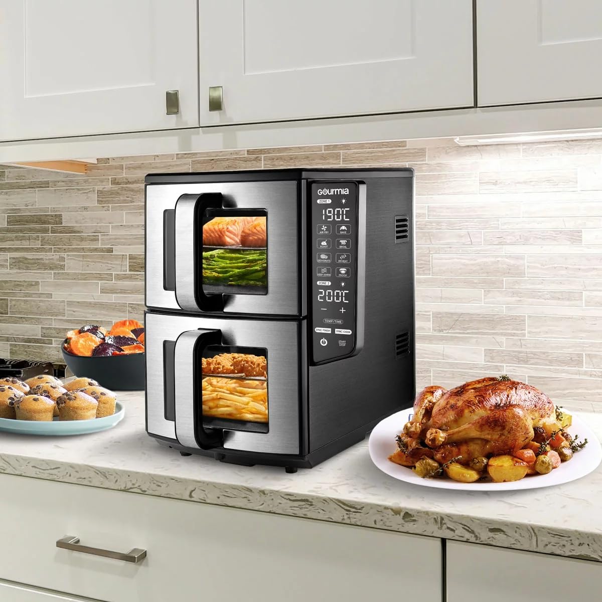 Gourmia Double Decker Air Fryer 10.4L GAF1180, Dual Basket Air