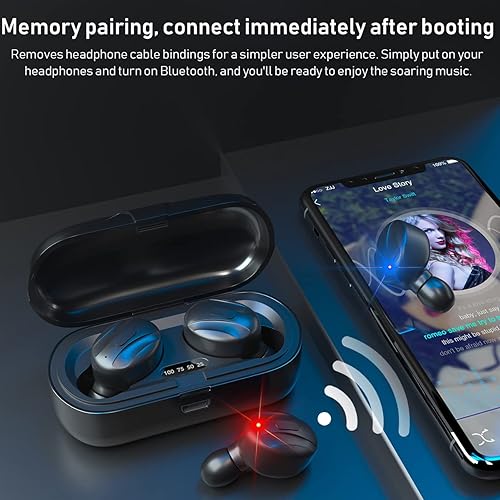 Miniatura 4 de Auriculares intrauditivos con estuche de carga, control táctil, auriculares impermeables con pantalla LED micrófono incorporado para deportes,