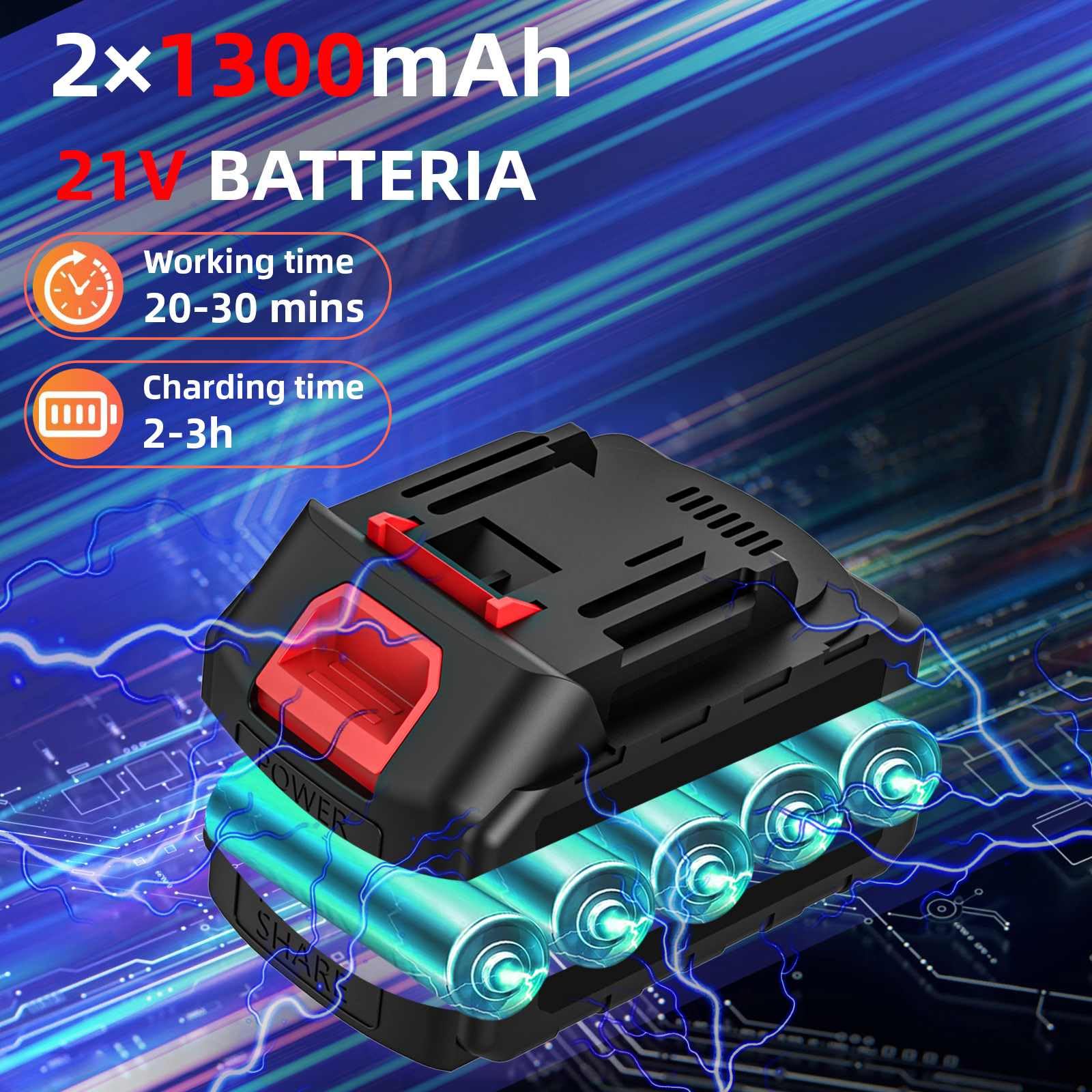 Mini motosierra de batería de 4 pulgadas, 21 V, 6500 mAh, mini motosierra eléctrica inalámbrica, 1 cadenas, para cortar madera, ramas, poda de jardín (2 baterías)