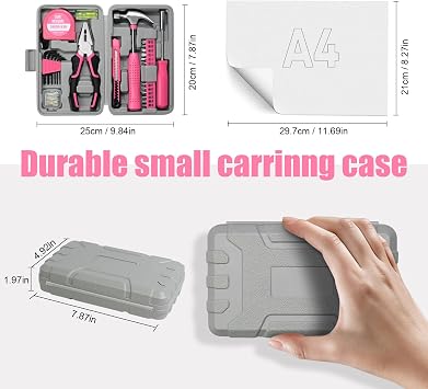 ZUZUAN Tool Set 25pc Pink Household DIY Tool Kit for Women
