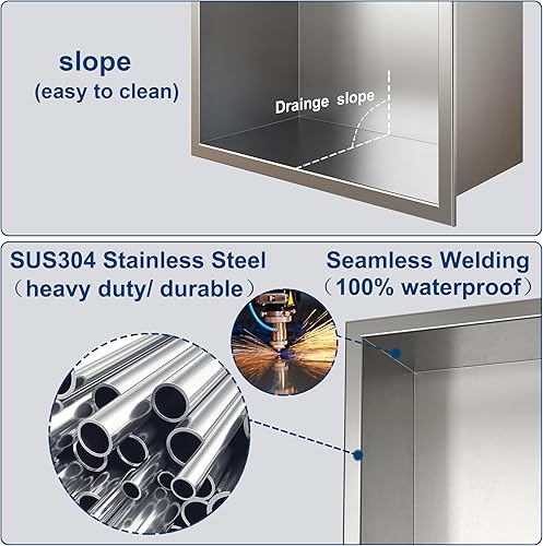 Miniatura 7 de Neodrain Nicho de ducha sin azulejos, armario de ducha, estante de baño, tamaño interior 36 x 12 x 4 pulgadas, cubículo de nicho empotrado de acero