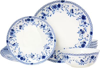 Fine Bone China Dinnerware Set, 12-Piece Blue and Romania | Ubuy