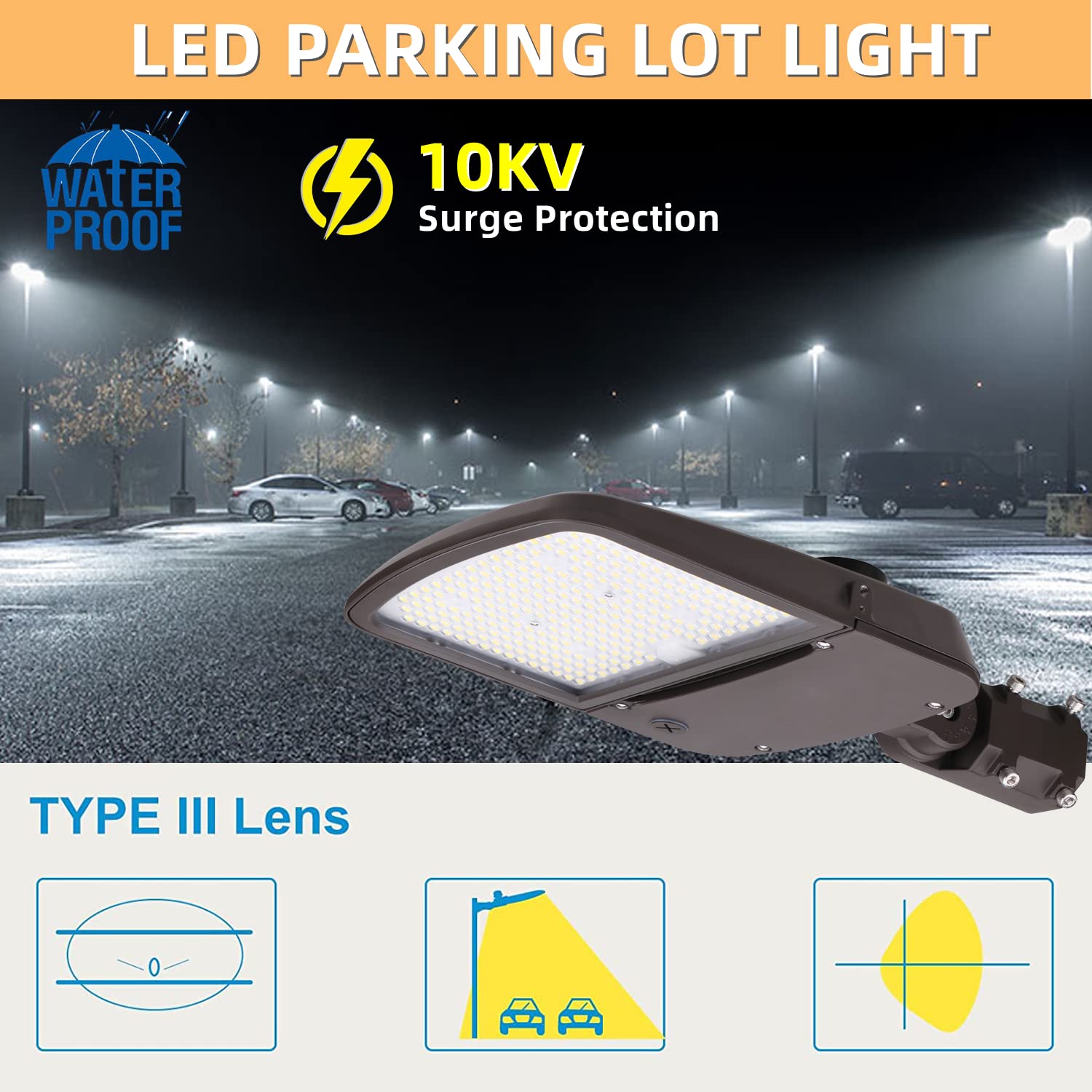 200W Outdoor LED Parking Lot Light With Adjustable Slip Fitter Mount 5000K Area Light With Dusk to Dawn — view 7