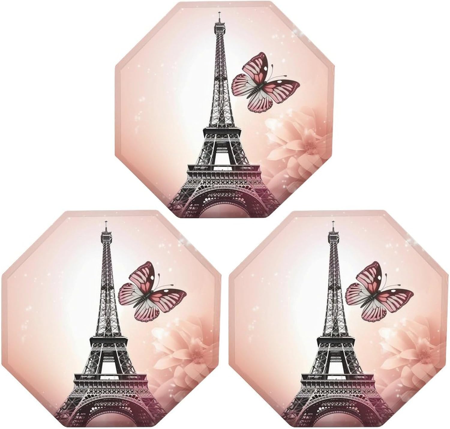 Ctagon Metal Sign for Home, Modern Display Plate for Kitchen, Paris And Butterfly Plates Accent Hanging Wall Decorations 3PCS for Living Room, Bedroom, Hallway, Hotel