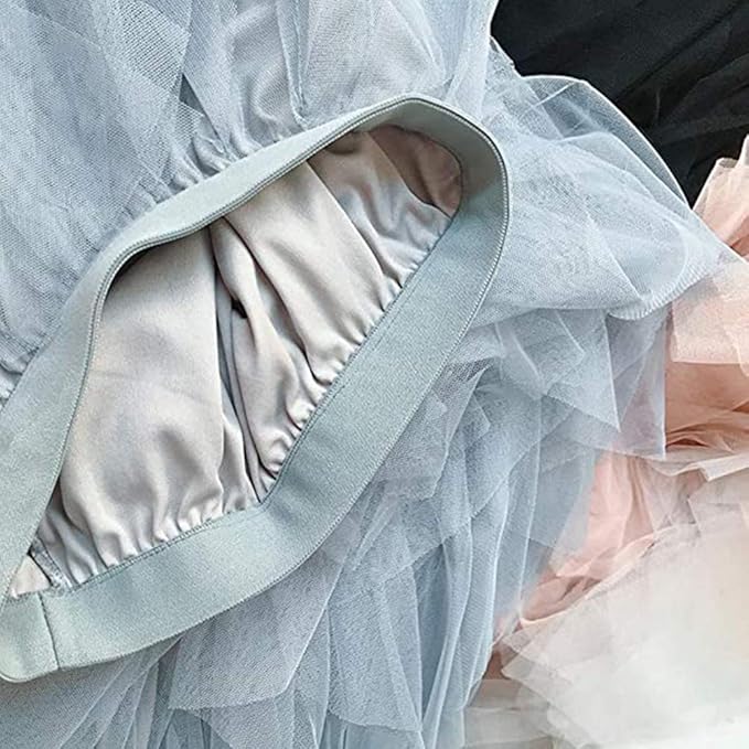 Lichtblauwe tulle rok met petticoat dames Goedkoop