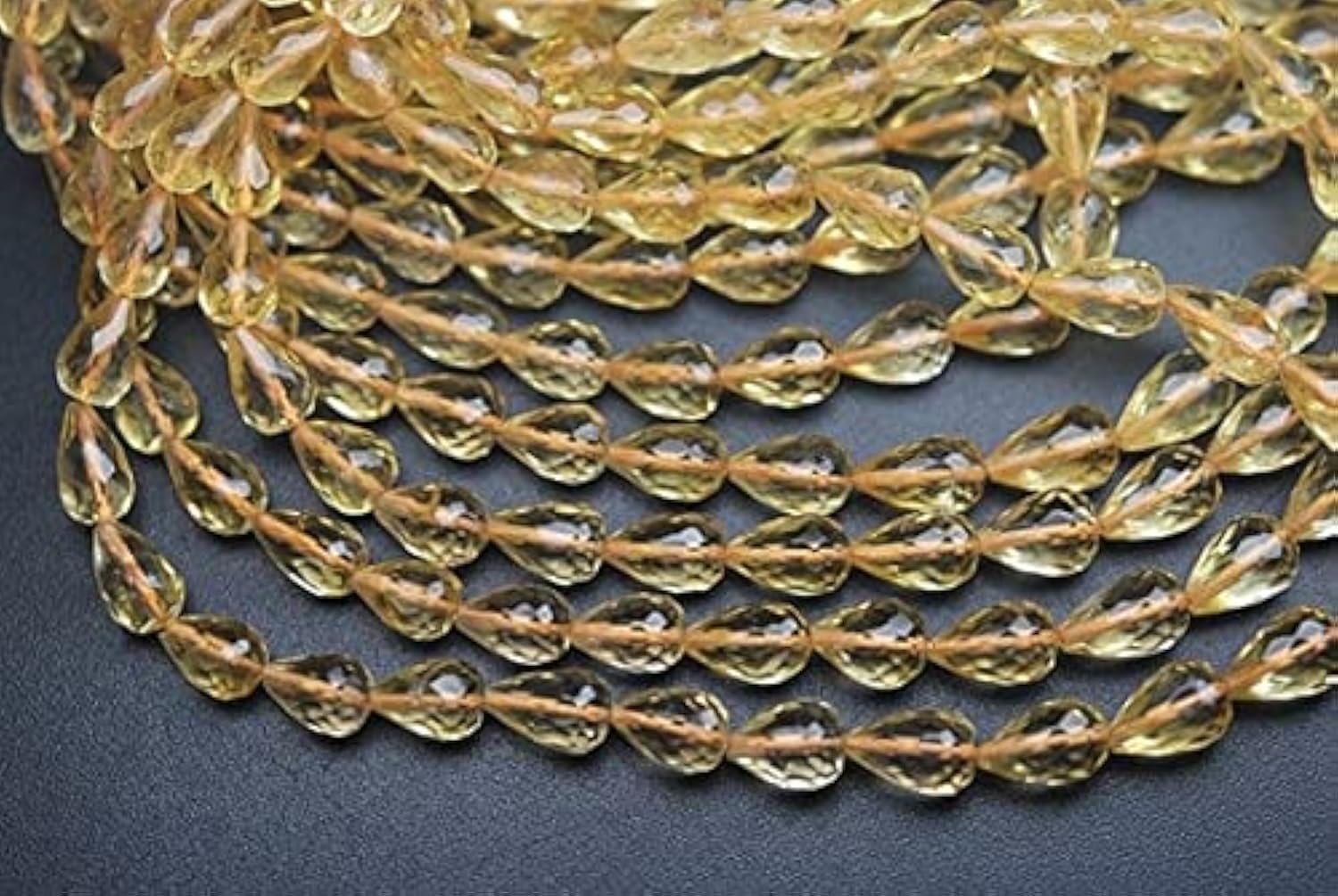 Citrine naturelle facettée 7-8mm en fil de 20cm pour la création de bijoux artisanaux