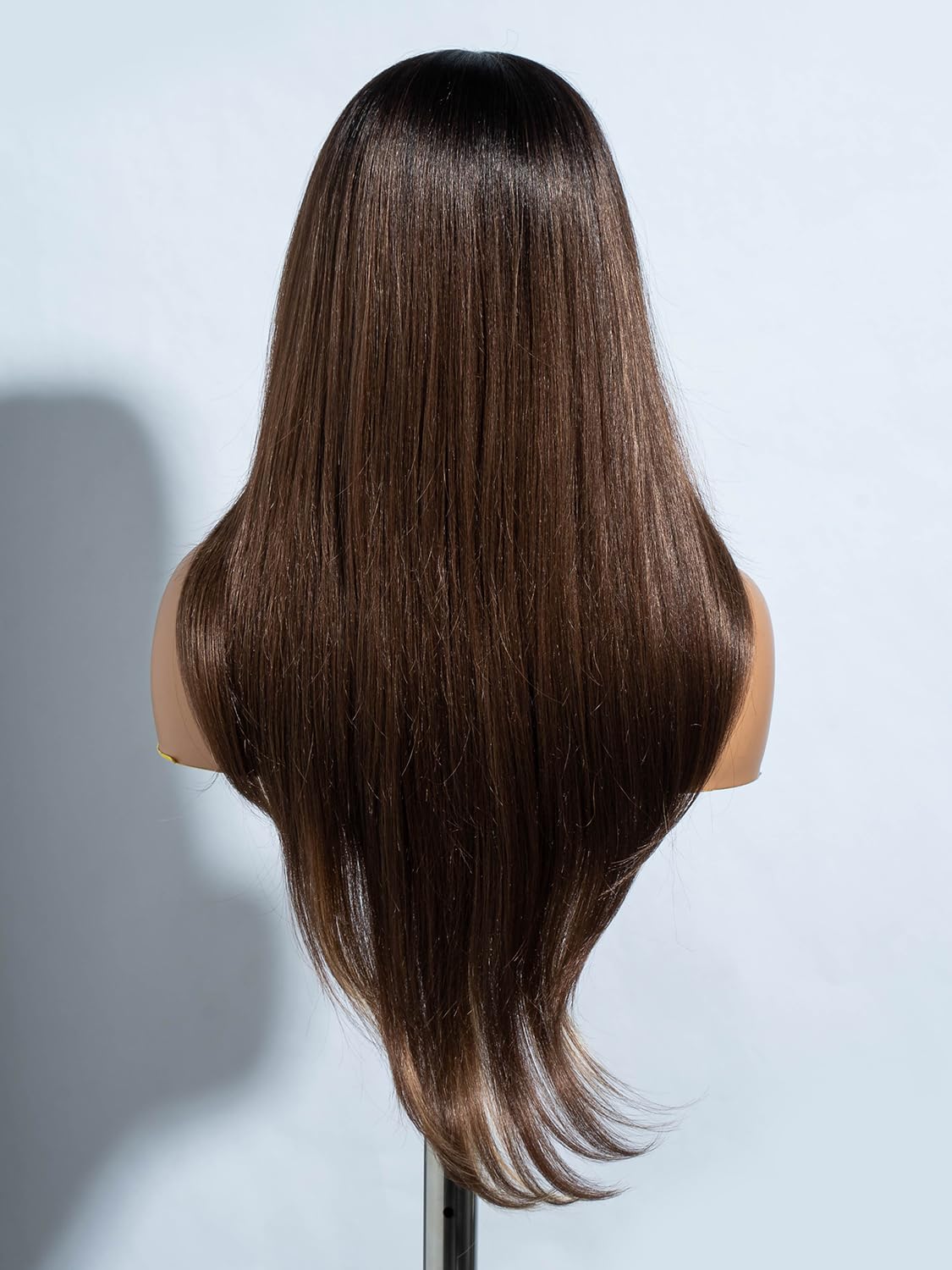 Joedir 13x4 Lace Frontal Wigs for Black Women Long Straight Free Parting Silk Base Lace Front Wigs with Baby Hair 28 Inches Layered Synthetic Wigs for Women Ombre Brown with Blonde - Image 4