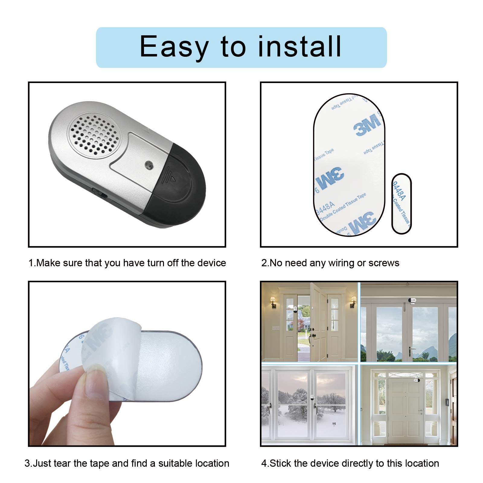 Buy SANJIE Window Door Alarms for Home Kids Safety Wireless 120 Loud dB