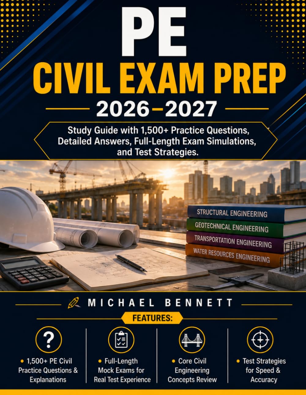 PE Civil Exam Prep 2026-2027 avec 1500 questions pour maîtriser les simulations