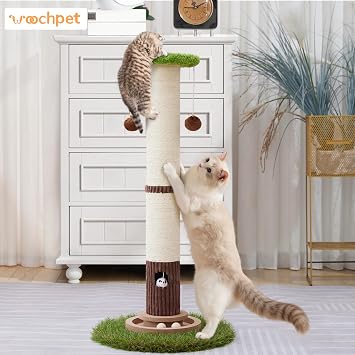 Woochpet 34 Tall Cat Scratching Posts,Heavy Duty and Thicker Cat Scratcher | Protect Furniture,Modern Boho Cat Post,For Indoor Cats,Interactive Cat Toys
