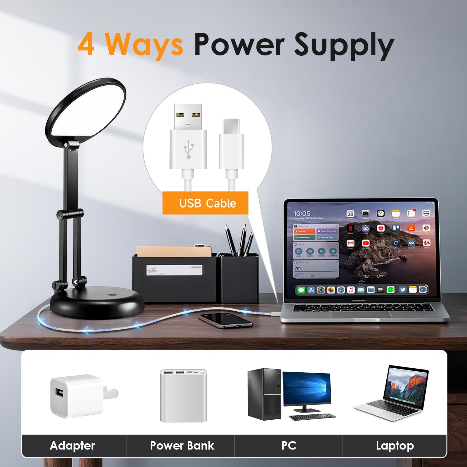 One Fire Battery Operated Lamp, 3600mAh Cordless Lamps Rechargeable Cordless Table Lamp,10 Brightness Rechargeable Lamps Table Lamp, Wireless Battery Lamp Portable Light - Image 4