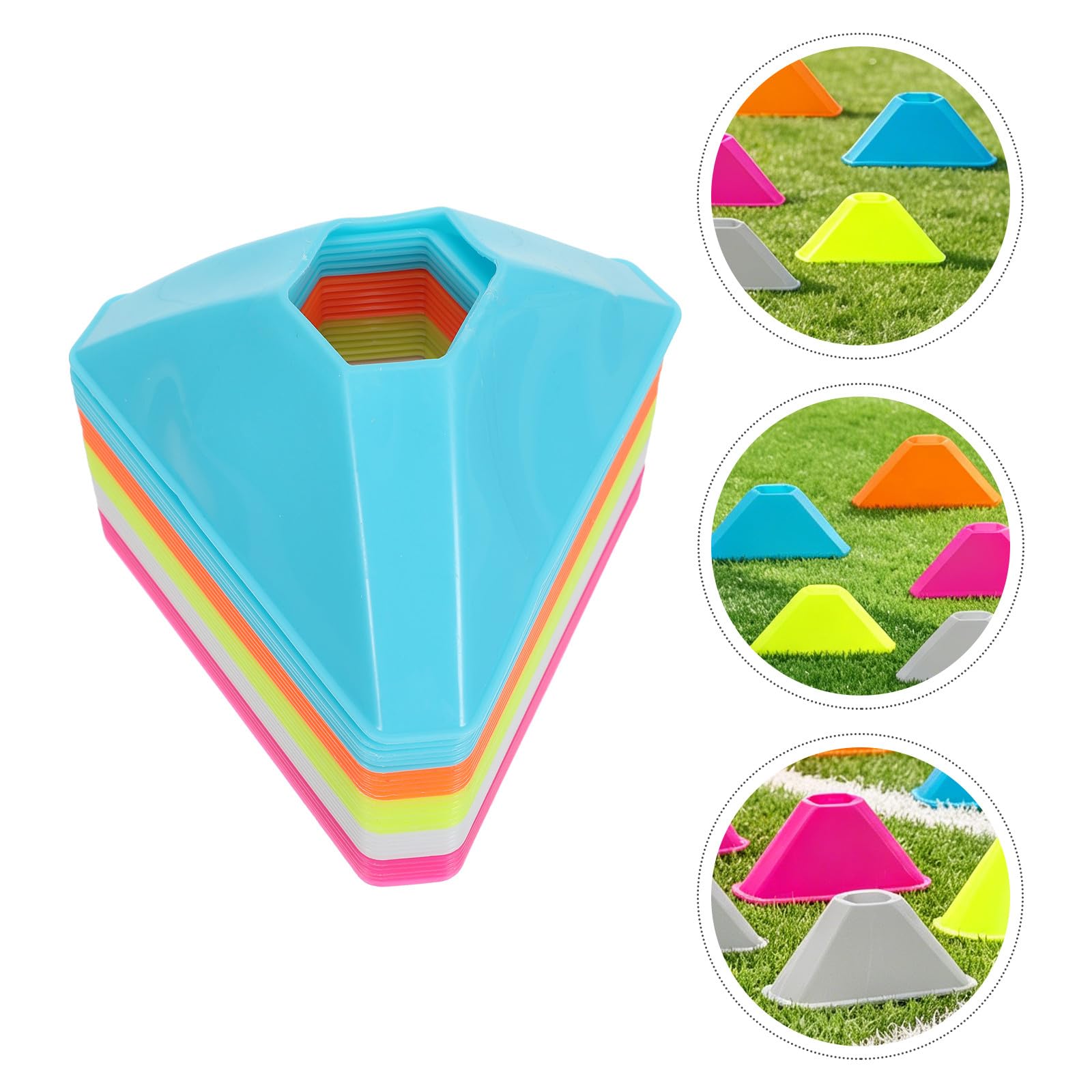 TOYANDONA 30 Unidades Conos de Entrenamiento de Fútbol Triángulo de Plástico para Ejercicios Dinámicos, Almacenamiento Fácil y Adaptable para Todos los Niveles