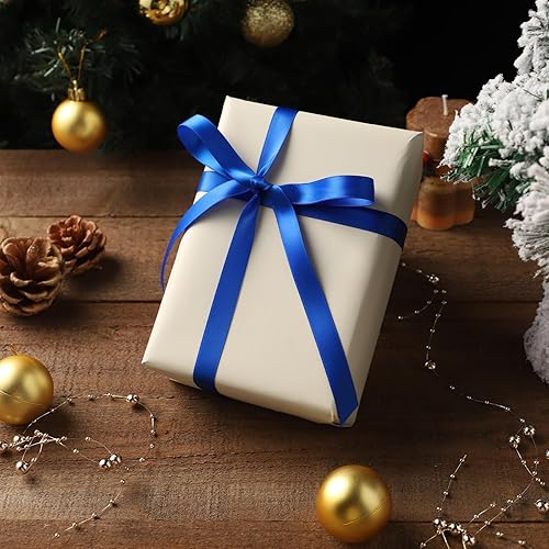 Miniatura 7 de 4 rollos de cinta de satén de doble cara, juego de 4 tamaños mixtos de cinta de seda para envoltura de regalos, invitaciones de boda, decoración de