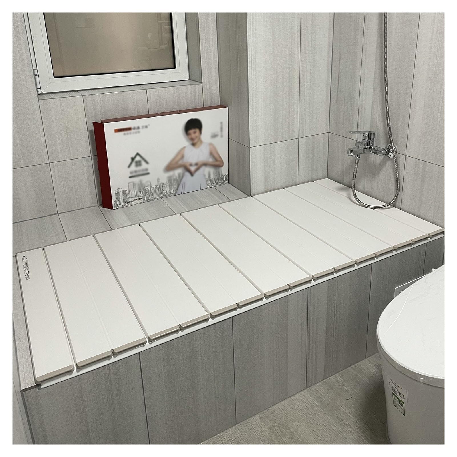 MYUYEE Foldable Bathtub Tray Insulated Bath Cover 1Cm Thick Dust Proof Panel For Soaking Milk Bath Spa Use Multi Functional Polypropylene Blanket (Blanc-140Cmx75Cmx1Cm)