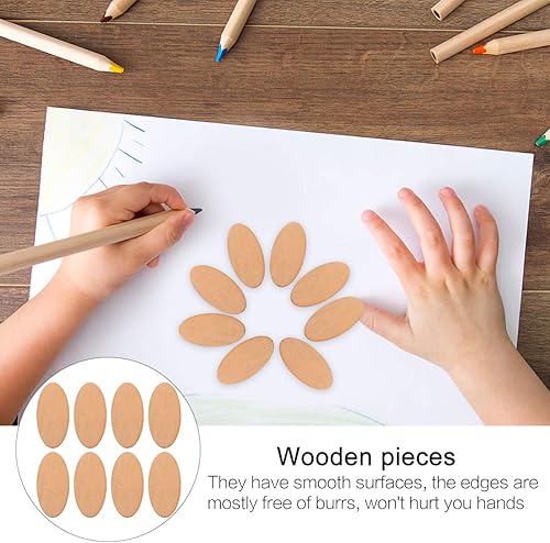 Miniatura 4 de 60 piezas de recortes de madera sin acabar, piezas de madera ovaladas, discos de madera, rebanadas para manualidades, boda, Navidad, adornos