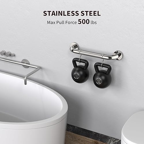 Miniatura 3 de ZUEXT - Paquete de 2 manijas antideslizantes para regadera de 12 pulgadas, barra de agarre de baño de acero inoxidable cromado, barra de equilibrio