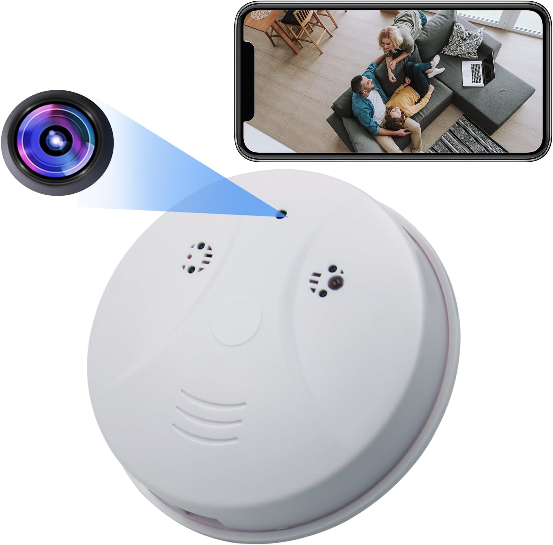 Wireless Spy Camera Smoke Detector, HD 1080P Wifi Mini Hidden Nanny Camera, Motion Detection, Night Vision, Loop Recording, Remote Live Viewing Control, Home/Office/Room Security Camera