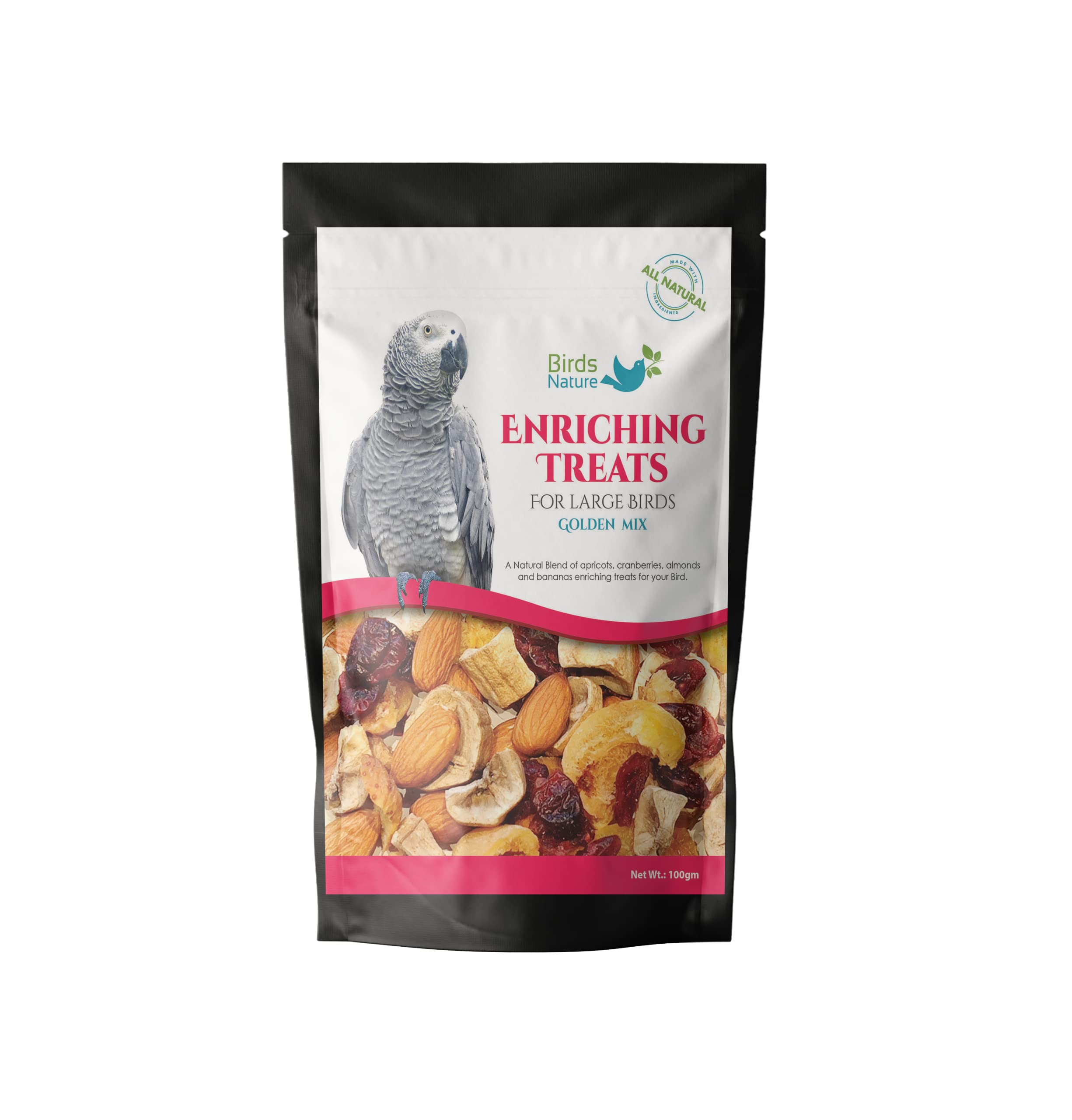 BirdsNature All Natural Enriching Treats Mix Bird Food for Large Birds (African Greys, Amazons, Cockatoos, Conures, Macaws & Exotic Birds) 100g (Golden Mix) (B09N41ZQSD) Amazon Price History, Amazon Price Tracker