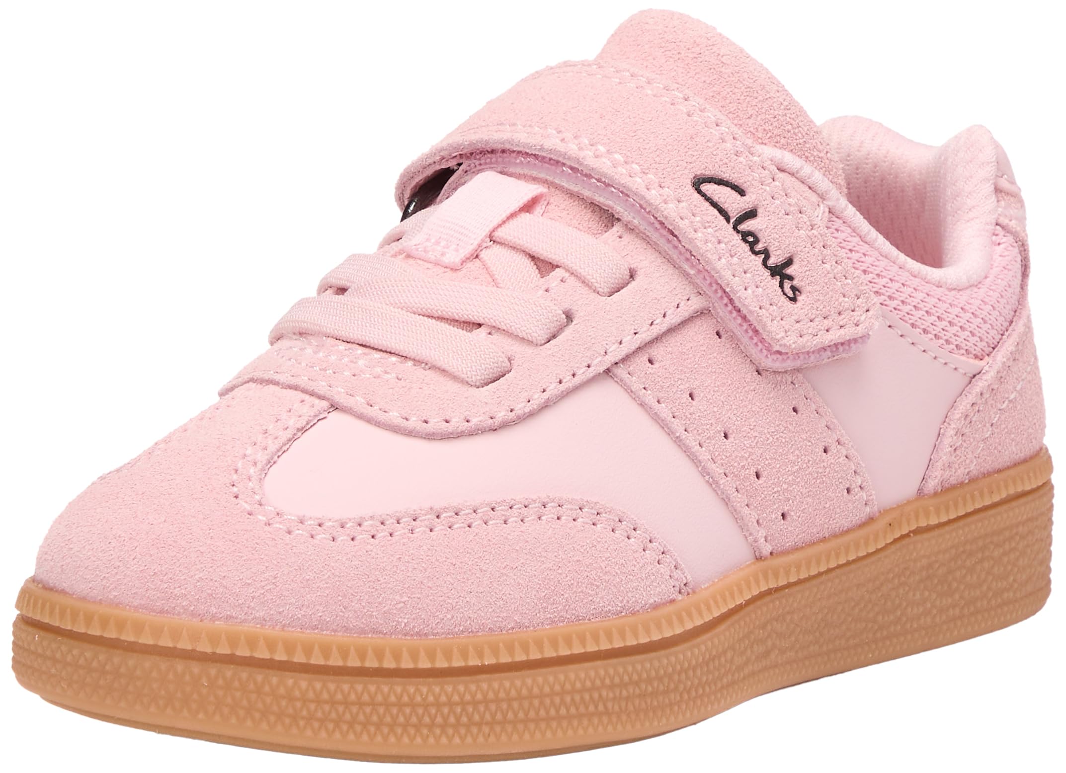 Clarks Cypress Step K Pale pink Kids girls trainers 8727-57G in a Plain Suede in Size 9