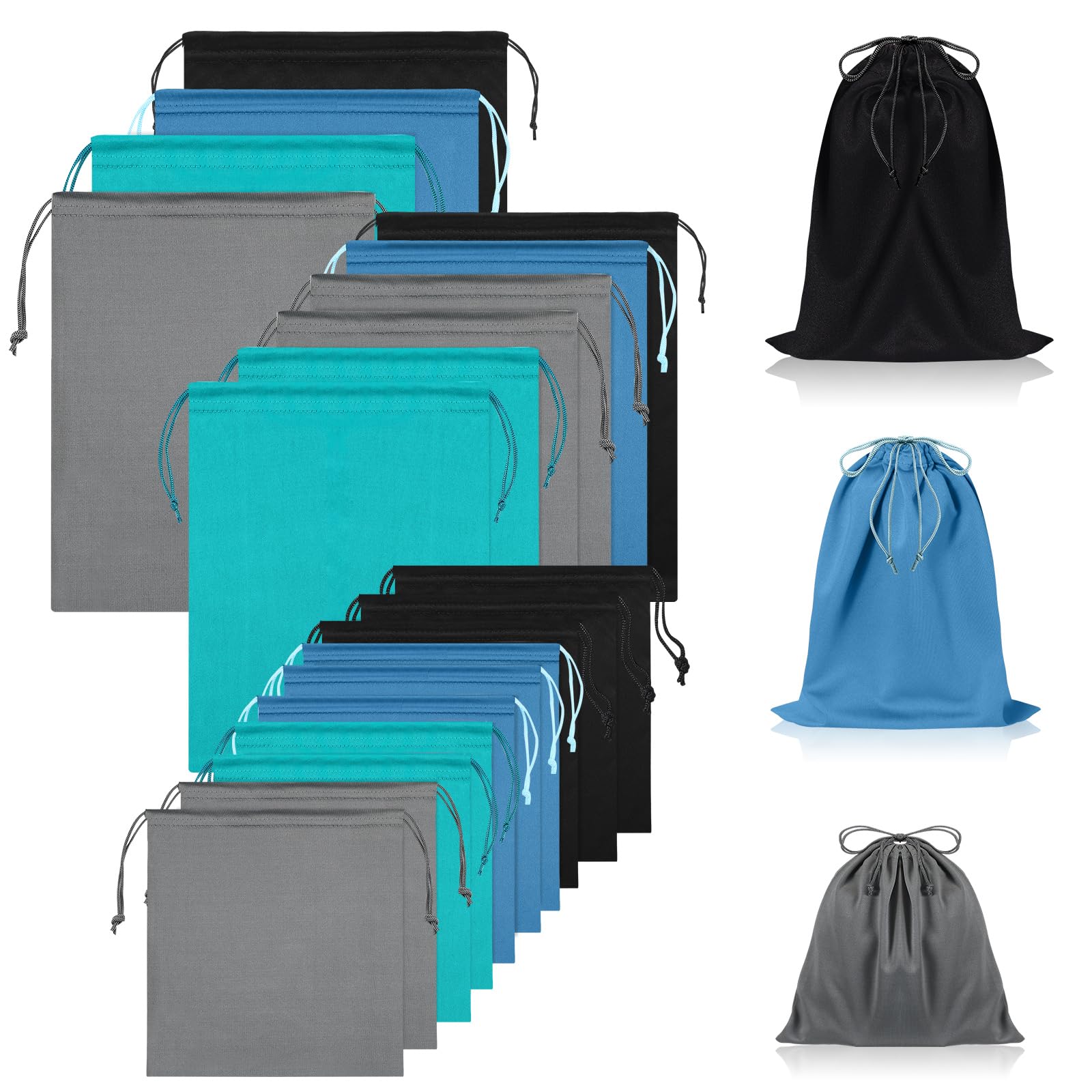 20 Pcs Satin Game Storage Bags for Women Men, S,M,L, Blue Gray Black — image 1