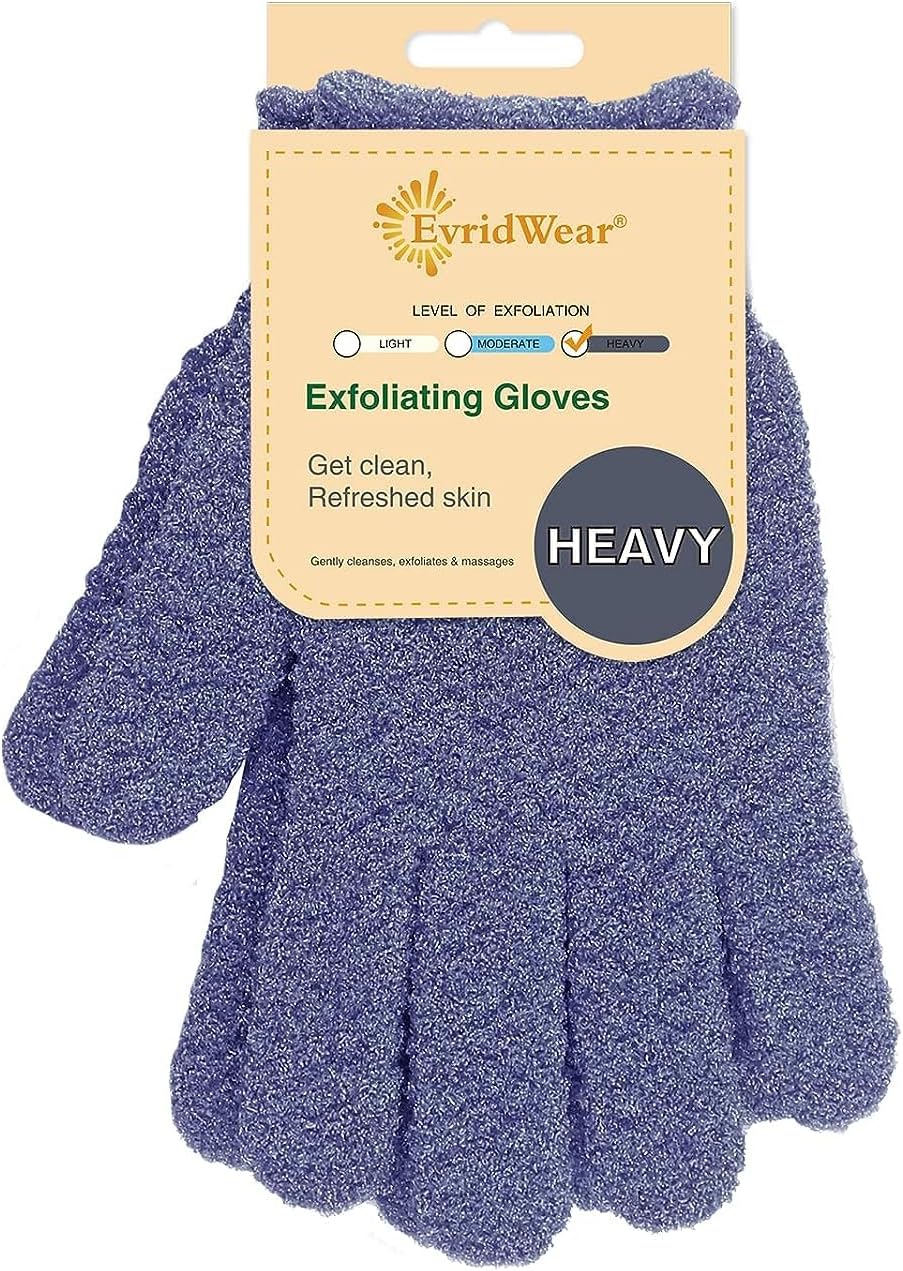 Evridwear 1 Pair Strong Exfoliating Hydro Body Scrub Gloves. Dead Skin Cell Remover. Bath and Shower Gloves for deep cleansing and a healthy looking skin (Heavy Exfoliating, Gray)