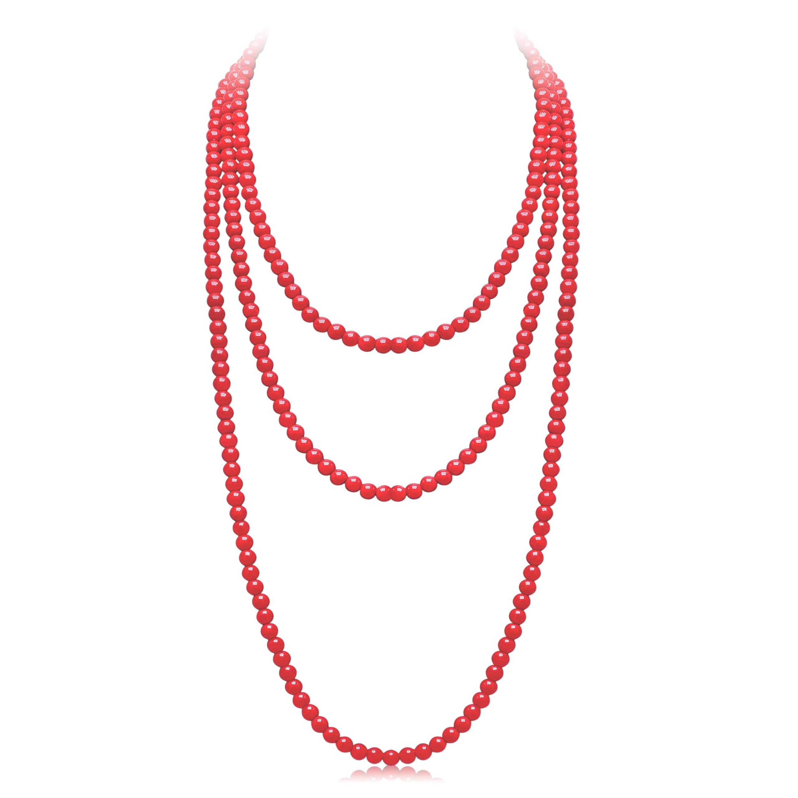 Long Pearl Necklaces for Women Cream White Faux Pearl Strand Layered Necklace Costume Jewelry