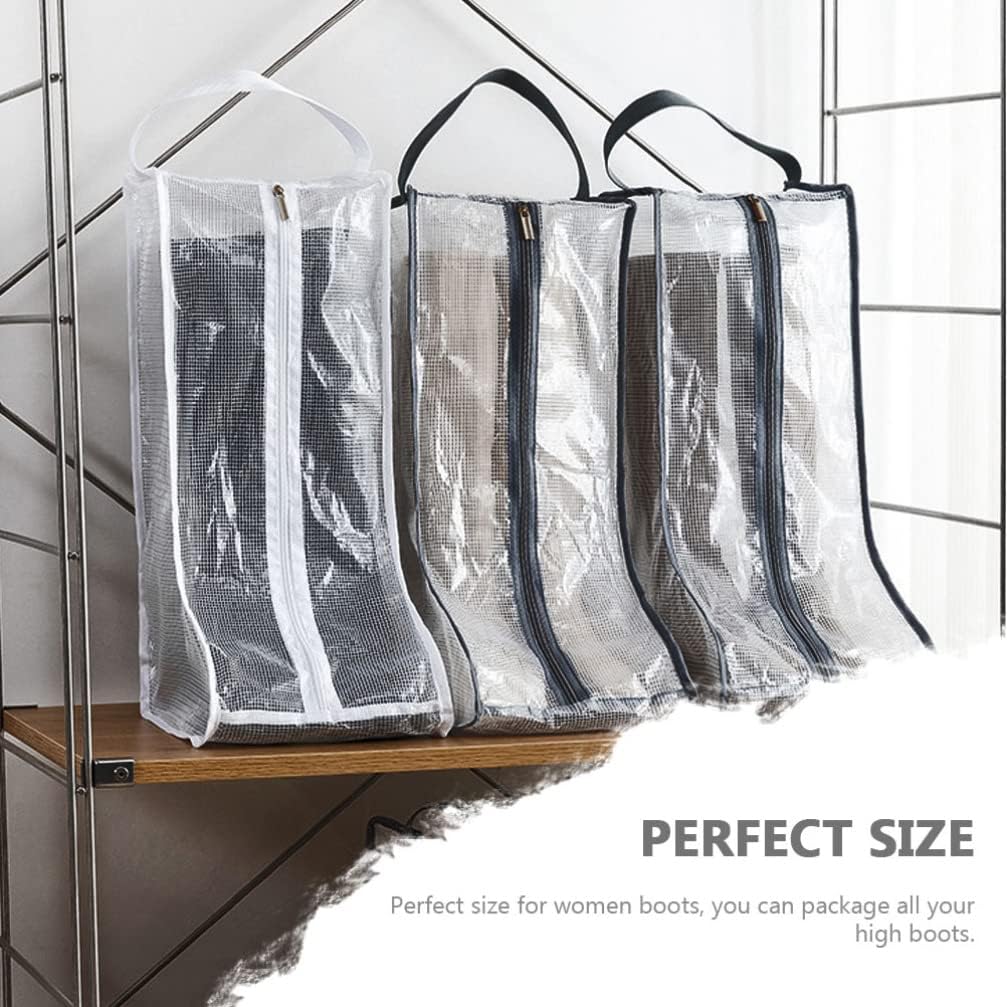 2pcs Boot Storage, Portable Tall Boots Storage Protector Bag Clear Shoes Cover Pouches Organizers for Men & Women Travel Sneakers (Black Edge)