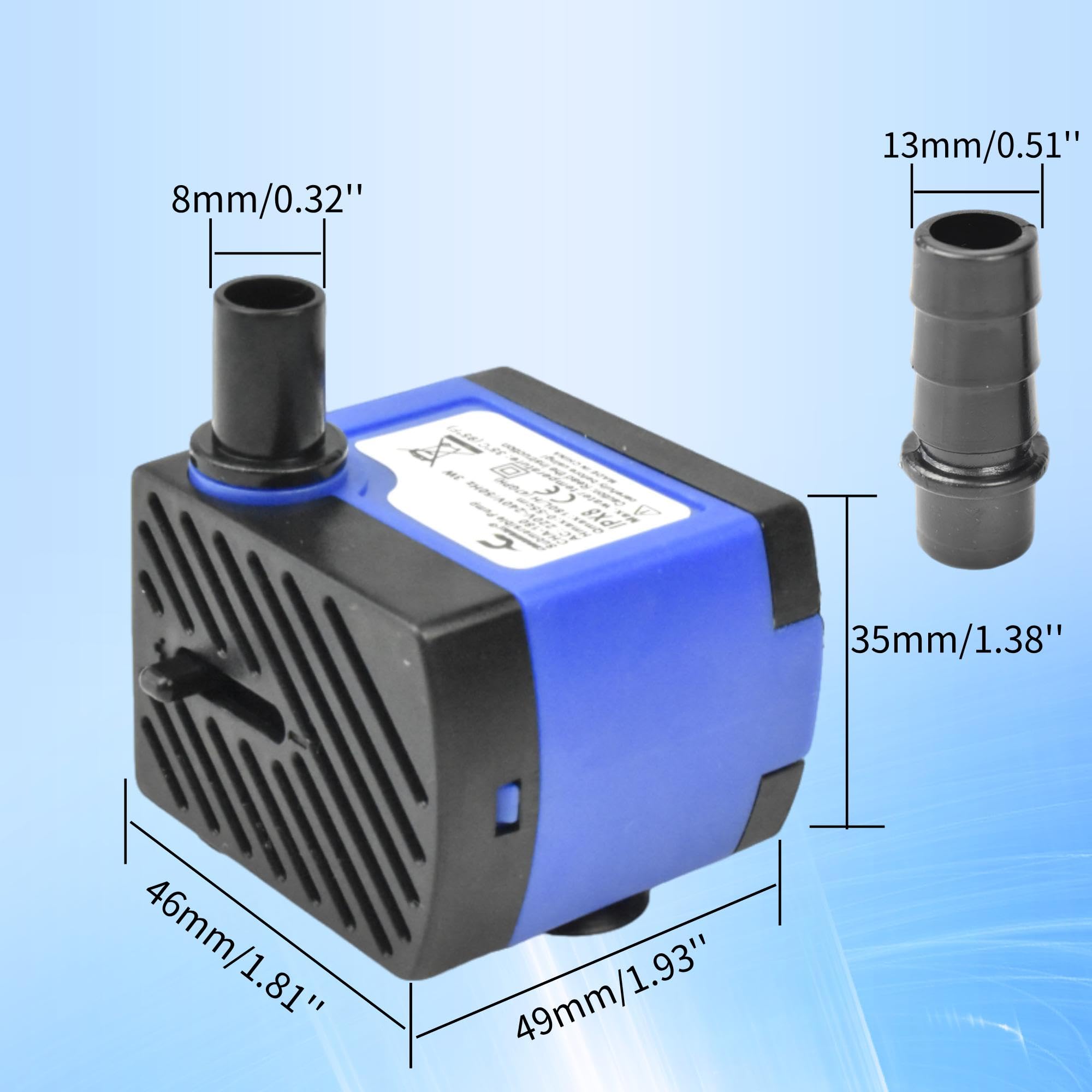 CONQUERALL 2PCS Bomba sumergible pequeña para fuentes de 74 GPH, 4W, 2.46 pies de altura, para acuarios y fuentes de agua