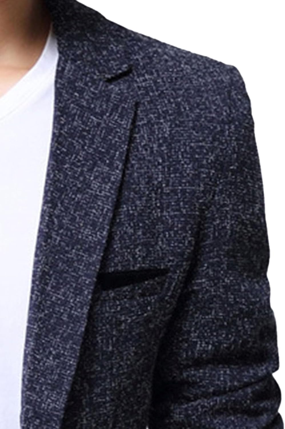 Mens Slim Fit Tweed Blazer Jacket One Button Lightweight Sport Dress Coats Business Formal Cardigan Suit Jacket