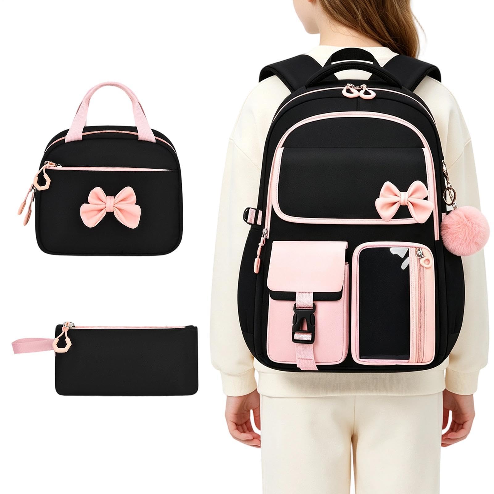 Zaino Scuola per Bambini con Borsa Pranzo 3 Pezzi Con Regolabile E Grande | Zaino Scolastico Bambini Divertente E per Libri di Abbigliamento Cancelleria Portafoglio Viaggio Outdoor e Pend