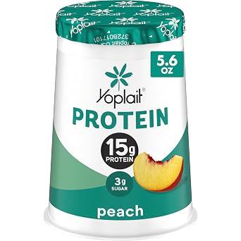 Yoplait Protein Yogurt Cultured Dairy Snack Cup, Peach Flavored, Gluten Free Protein Snacks, 5.6 oz