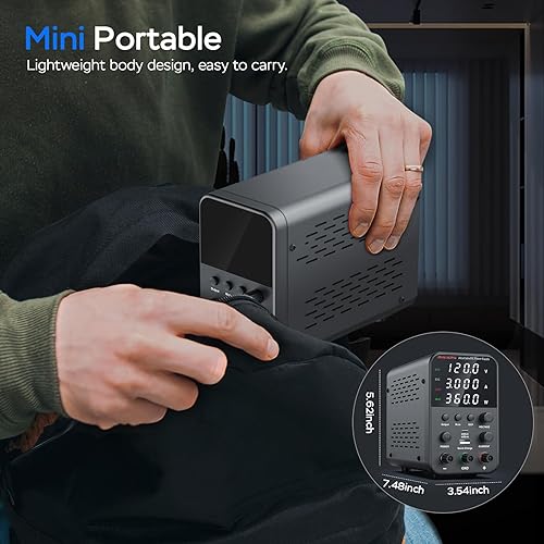 Miniatura 6 de Fuente de alimentación de CC variable, fuente de alimentación de banco de CC regulada de conmutación ajustable de 120 V 3 A con modo de carga