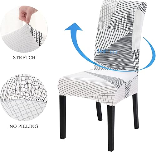 Miniatura 4 de Juego de 4 fundas elásticas para sillas de comedor, fundas protectoras para sillas de comedor, extraíbles y lavables, fundas para sillas de respaldo