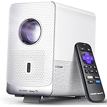 Aurzen Roku TV Smart Projector with Wifi and Bluetooth, D1R Cube Roku Streaming Experience Built-in, Sealed Optical Engine, 1080P FHD, Dolby Audio, Portable Mini Projector for Home/Outdoor Movies